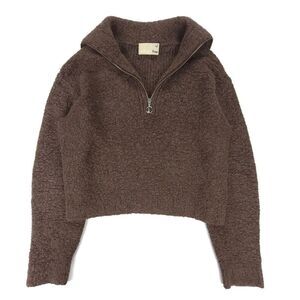 ARITZIA Wilfred Alpaca Merino Wool Gwyneth 1/4 Zip Sweater Chocolate Brown Small